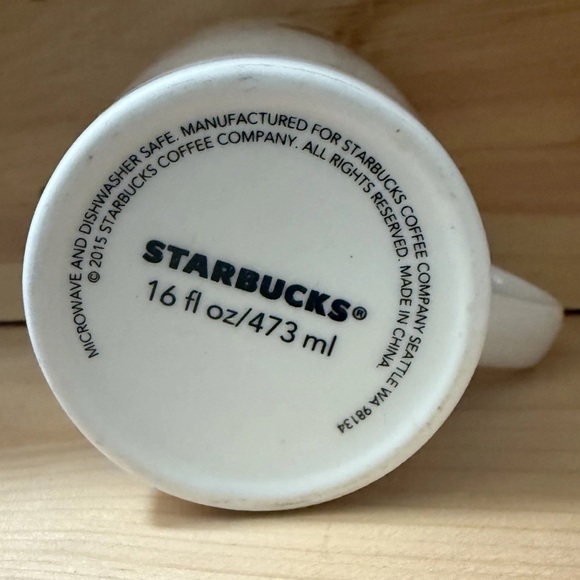 Starbucks Tall Ceramic Coffee Cup Mug 16oz White Black Siren Mermaid Logo 2015 ! - Picture 2 of 5